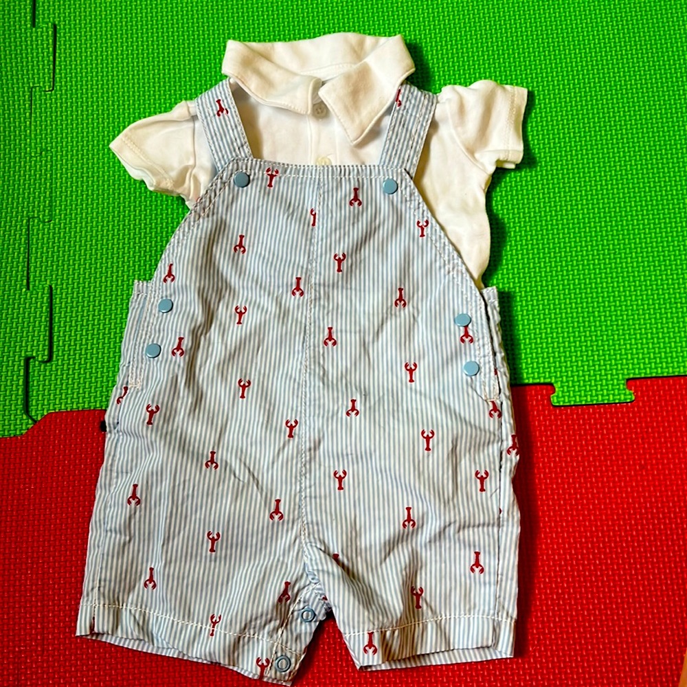 6mo carters lobster overall outfit never worn